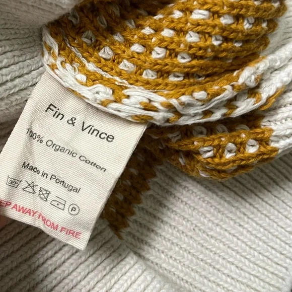 Fin & Vince Kids’ Yellow and White Knit 100% Organic Cotton Sweater - Picture 3 of 8